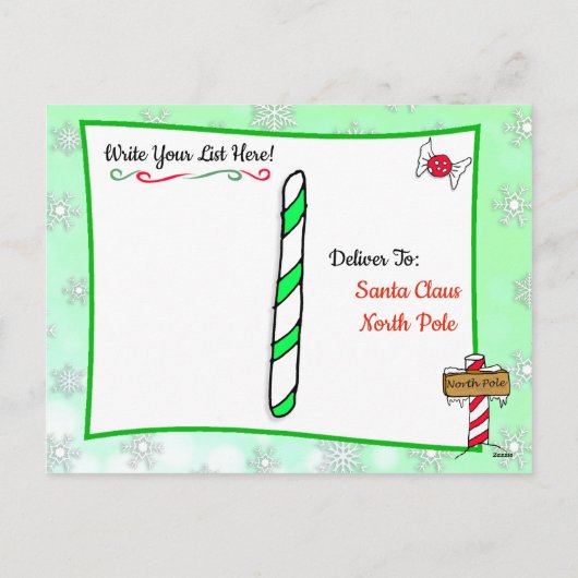 サンタからのポストカード: ブロンドのホリデーエルフ シーズンポストカード (裏面)