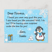 サンタからのポストカード:ホリデーピンキーとスノーボール シーズンポストカード (正面)