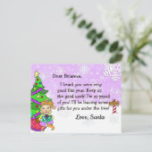 サンタからのポストカード:ホリデーブロンドの女性エルフ シーズンポストカード (スタンド正面)