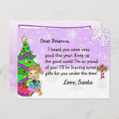 サンタからのポストカード:ホリデーブロンドの女性エルフ シーズンポストカード (正面/裏面)