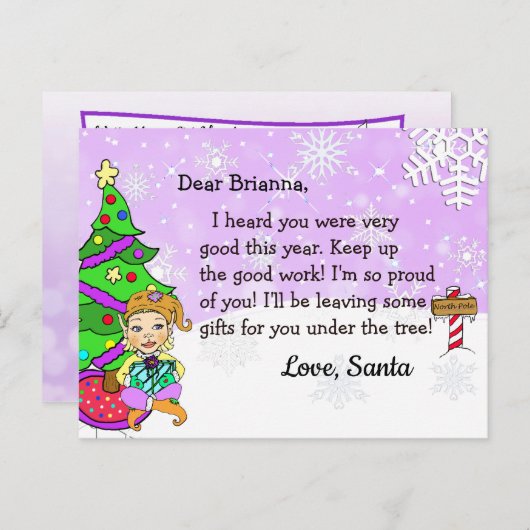 サンタからのポストカード：ホリデーブロンドの女性エルフ シーズンポストカード (正面/裏面)