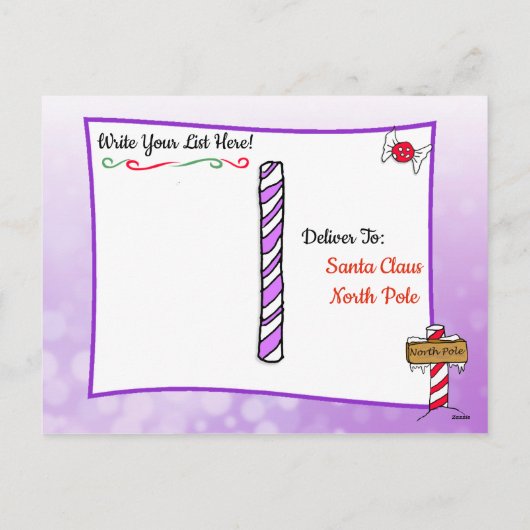 サンタからのポストカード：ホリデーブロンドの女性エルフ シーズンポストカード (裏面)