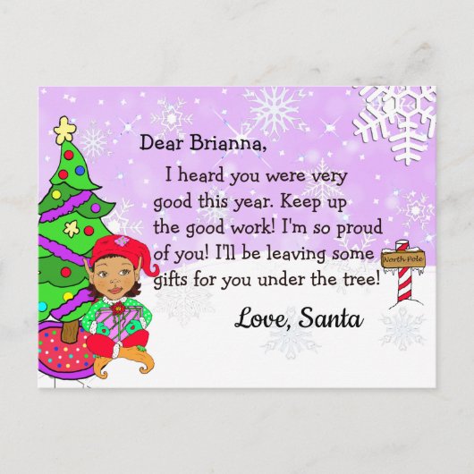 サンタからのポストカード:ホリデー・エスニック・エルフ シーズンポストカード (正面)