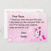 サンタからのポストカード: 帽子をかぶったユニコーン シーズンポストカード (正面/裏面)