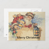 サンタからのメリークリスマスのヴィンテージCustimizable シーズンポストカード (正面/裏面)