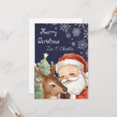 サンタからのメリークリスマス＆フラットクリスマスカード カード (正面/裏面インサイチュ)