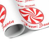 サンタからの一流のキャンディ・ケーンのペパーミントを個人化して下さい ラッピングペーパー (ロールコーナー)