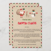 サンタからの手紙テンプレート 招待状 (正面/裏面)