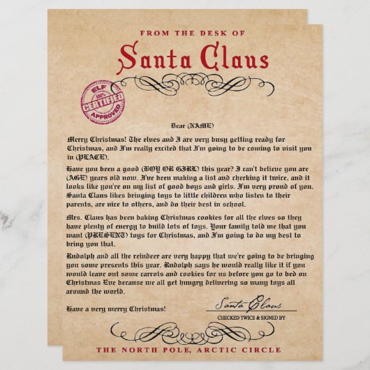 サンタからの手紙 (正面/裏面)