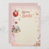 サンタからの手紙 | パステルピンク & ゴールドの星 招待状 (正面/裏面)