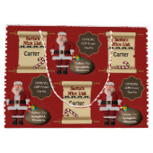 サンタからの正式な贈り物（名前と場所） ラージペーパーバッグ (裏面)