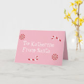 サンタからの特別なクリスマスプレゼント ピンクのキャンディ カード (黄色い花)