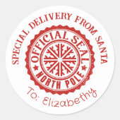 サンタからの特別デリバリークリスマスステッカー ラウンドシール (正面)