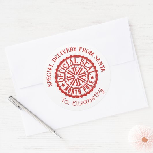 サンタからの特別デリバリークリスマスステッカー ラウンドシール (封筒)