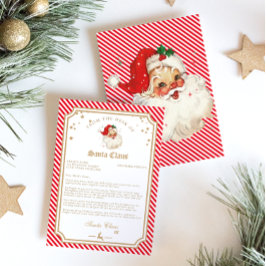 サンタからの赤いストライプの手紙 招待状