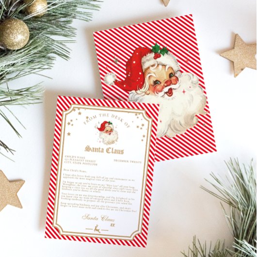 サンタからの赤いストライプの手紙 招待状
