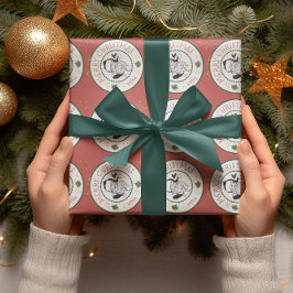 サンタからの赤と緑のパーソナライズドクリスマス ラッピングペーパー