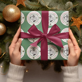 サンタからの赤と緑のパーソナライズドクリスマス ラッピングペーパー