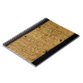 サンタからのPhoenicianの銘刻文字が付いている金ゴールドプレート、 ノートブック (左側)