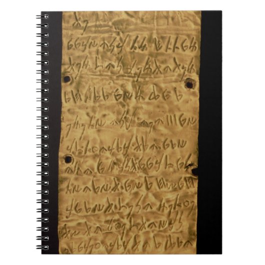 サンタからのPhoenicianの銘刻文字が付いている金ゴールドプレート、 ノートブック (正面)