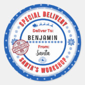 サンタからチャイルドギフトラベルへの特別配送 ラウンドシール (正面)