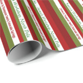 サンタからパーソナライズなクリスマスのストライプ ラッピングペーパー (ロールコーナー)