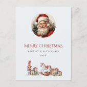 サンタからベビーへのかわいい赤緑 ポストカード (正面)