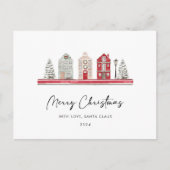 サンタからベビーへ手紙クリスマスかわいい家 ポストカード (正面)