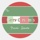 サンタからレッドグリーンクリスマスホリデー ラウンドシール (正面)