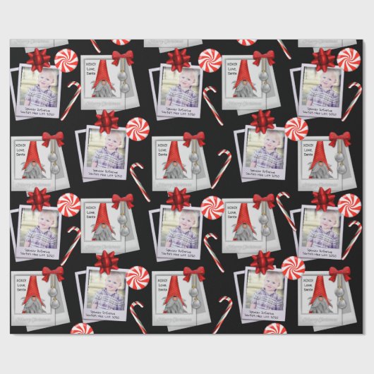 サンタから四角い写真の贈り物を追加 ラッピングペーパー (フラット)