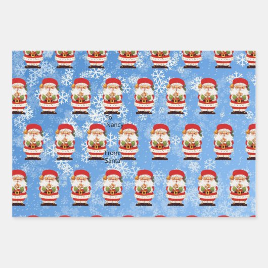 サンタから小さな女の子の名前かわいいクリスマス ラッピングペーパーシート (正面3)