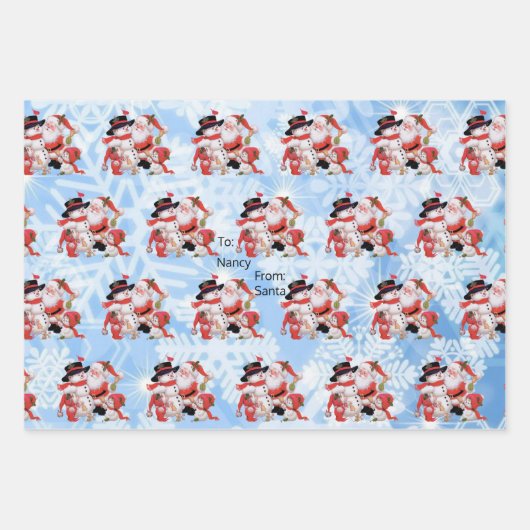 サンタから小さな女の子の名前かわいいクリスマス ラッピングペーパーシート (正面2)