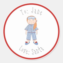 サンタから幼児へのクリスマスドール赤毛 ラウンドシール