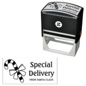 サンタから特別な弓の配達を持つキャンディーケーン セルフインキングスタンプ (インサイチュ)