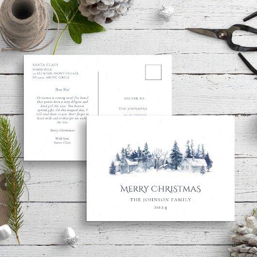 サンタから赤ちゃんブルーのクリスマスウィンターへの手紙 ポストカード