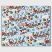 サンタから追加子供名トナカイそり ラッピングペーパー (フラット)