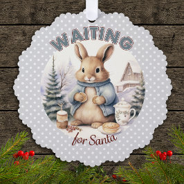 サンタかわいいうさぎクリスマスを待っている オーナメントカード