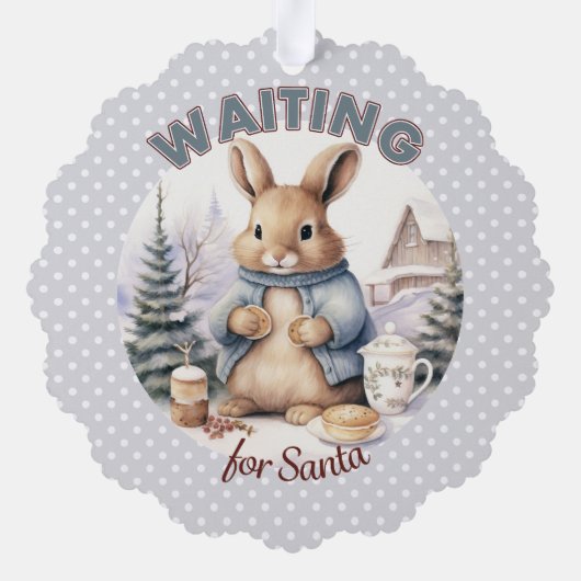 サンタかわいいうさぎクリスマスを待っている オーナメントカード (裏面)