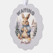 サンタかわいいうさぎクリスマスを待っている オーナメントカード (左)