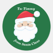 サンタかわいいカスタムグリーンキッズクリスマスプレゼントから ラウンドシール (正面)