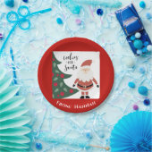 サンタかわいいクリスマスキッズ名のクッキー ペーパープレート (パーティー)