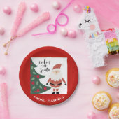 サンタかわいいクリスマスキッズ名のクッキー ペーパープレート (パーティー)