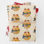 サンタかわいい猫ハムスターおもしろいラッピング紙から ラッピングペーパーシート (インサイチュ)