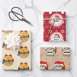 サンタかわいい猫ハムスターおもしろいラッピング紙から ラッピングペーパーシート