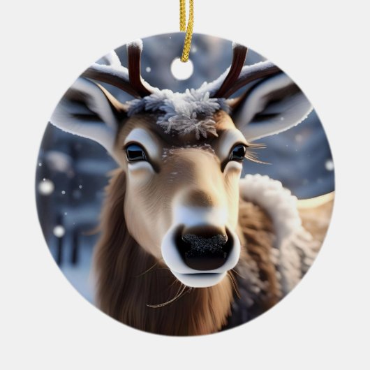 サンタかわいらしスはトナカイ セラミックオーナメント (正面)