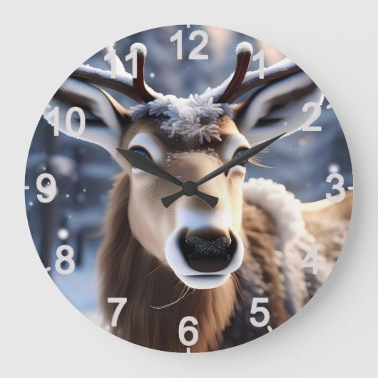 サンタかわいらしスはトナカイ ラージ壁時計 (正面)