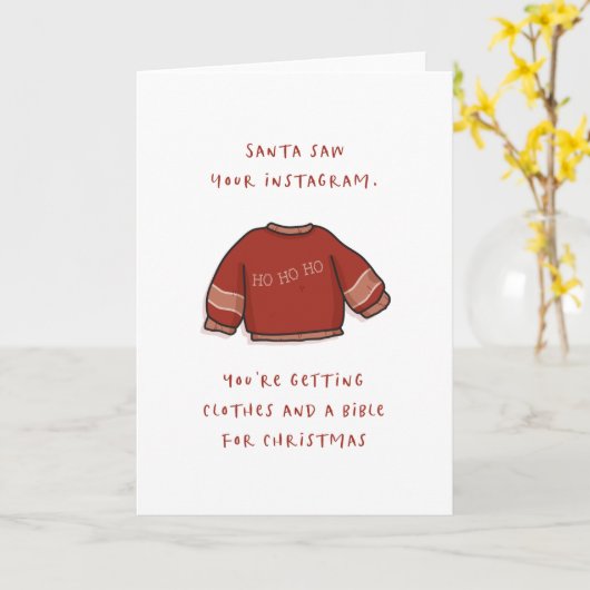 サンタがあなたのインスタグラムを見た – クリスマスカード カード (黄色い花)