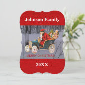 サンタがあなたの町のフラットカードに運転している シーズンカード (スタンド正面)