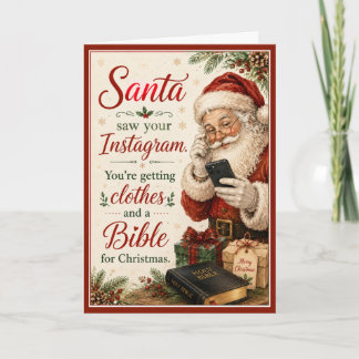 サンタがあなたのInstagramを見ちゃった 楽しいクリスマス シーズンカード