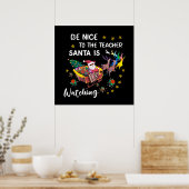サンタがおもしろいを見ている先生に優しい ポスター (キッチン)